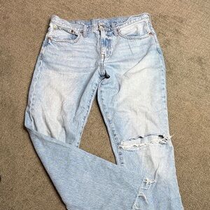J. Crew Slouchy Boyfriend Jeans Light Blue Wash Distressed Preppy Denim Size 27P